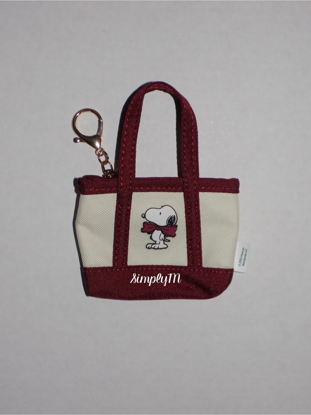 Peanuts Snoopy AE Mini Tote & Steiff Plush & Pave 3D Rhinestone Bling Keychain - Picture 2 of 12